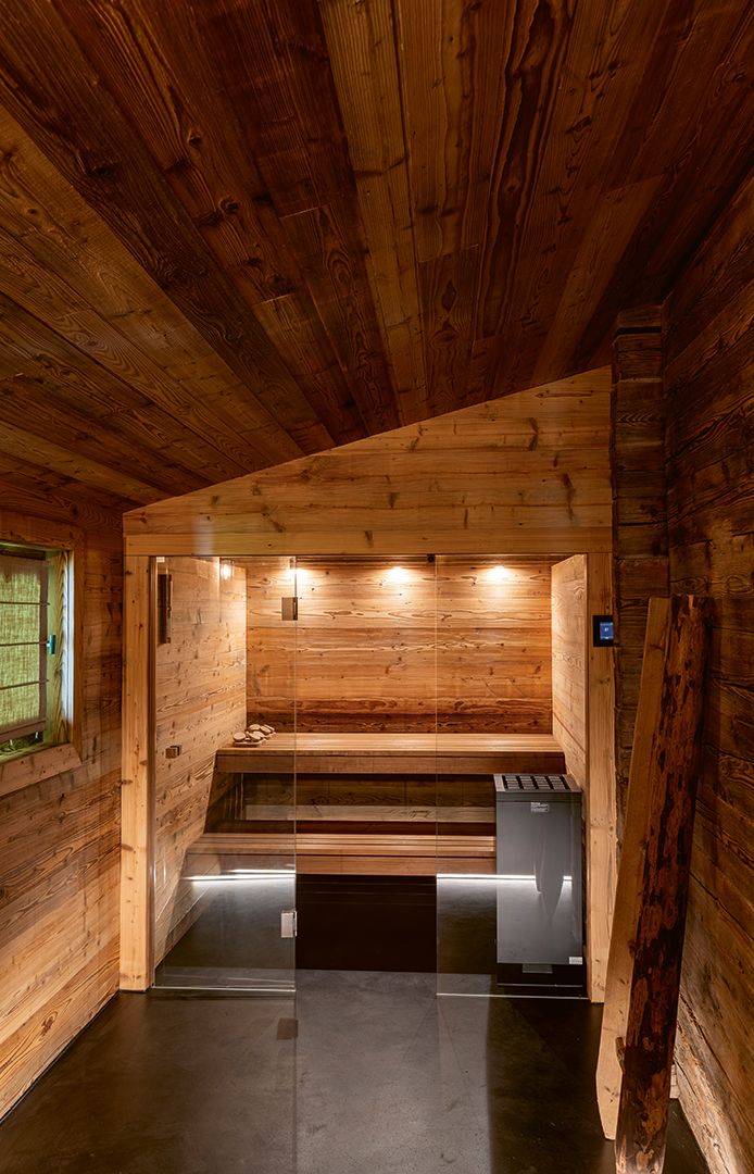 Sauna im ehemaligen Holzschopf.